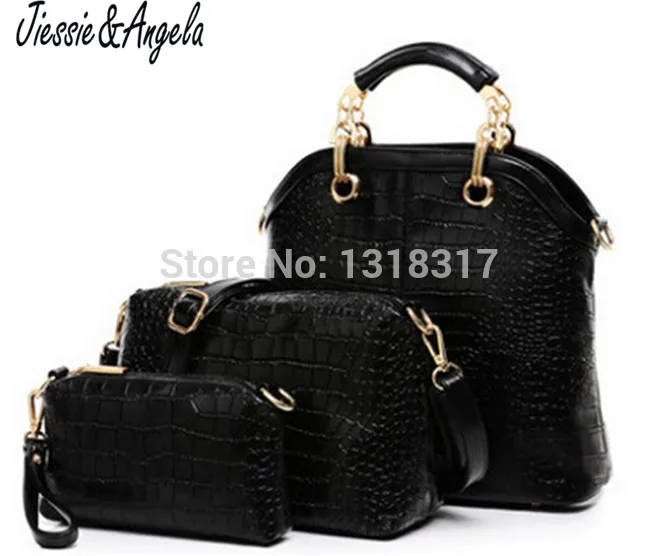 

B14092407.new Fake Crocodile women shoulder bag Retro Pack women handbags PU leather bags high quality woman bags,3 pcs in one
