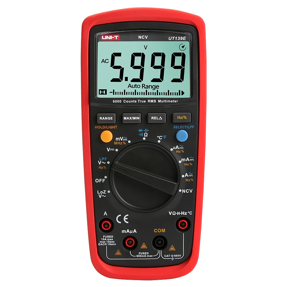 

UT139E Digital Multimeter ESR Meter True RMS Multi-functional Multimeter Duty Ratio Temperature Resistance Tester With Backlight