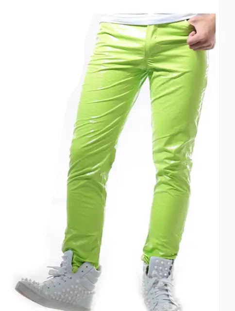 27 40 Tide Men Candy Fluorescence Green Pants Hairstylist Personality ...
