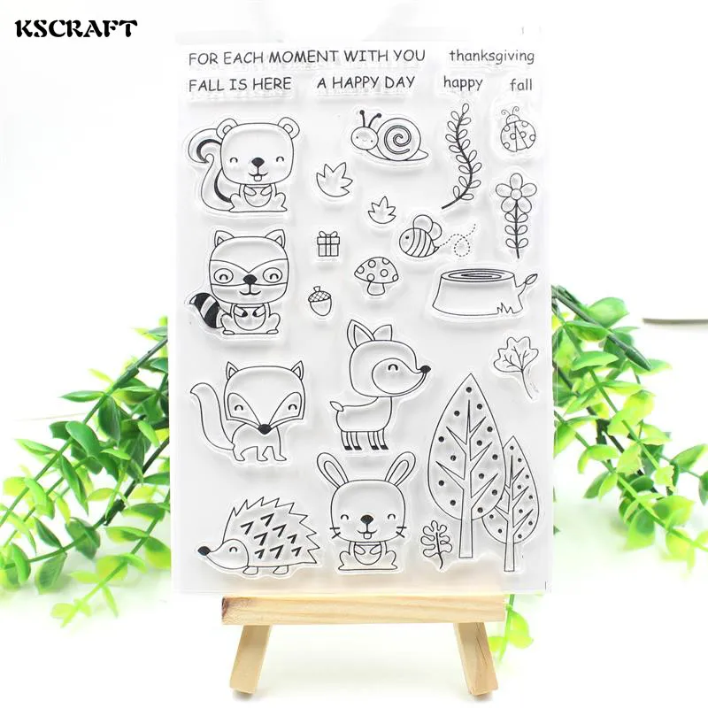 Прозрачные силиконовые штампы ksccraft Fall Friends для скрапбукинга/создания открыток/веселых детских декораций 210 цветов