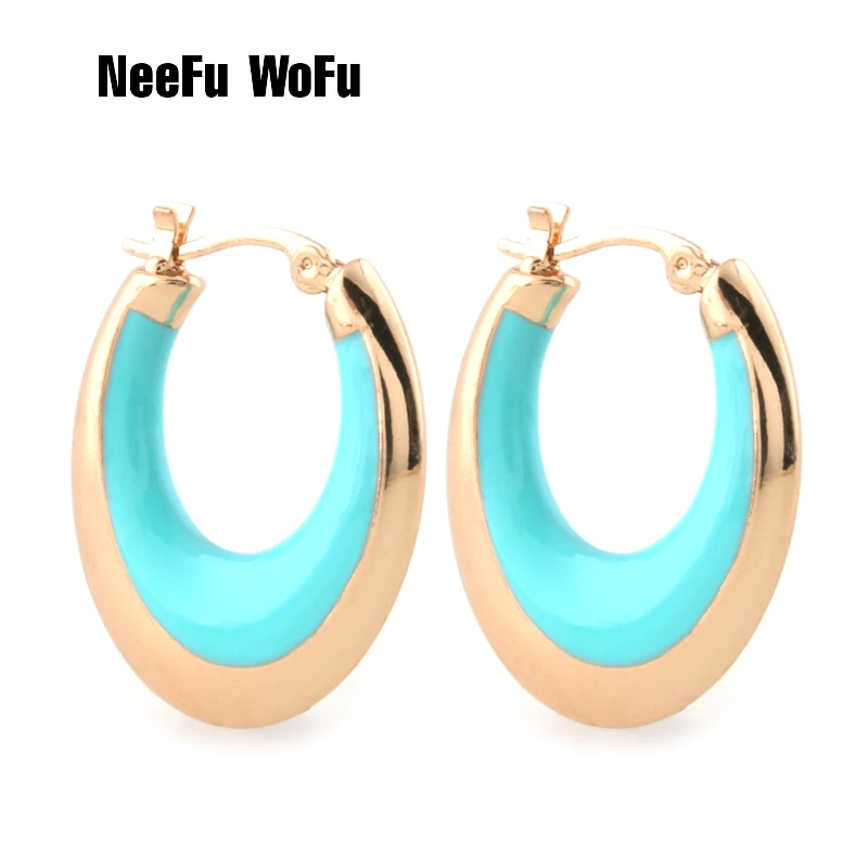 NeeFu серьга "wofu" для женщин, ушное кольцо, цинковый сплав, капающее масло, большие аксессуары, серьги Oorbellen - Окраска металла: lake blue