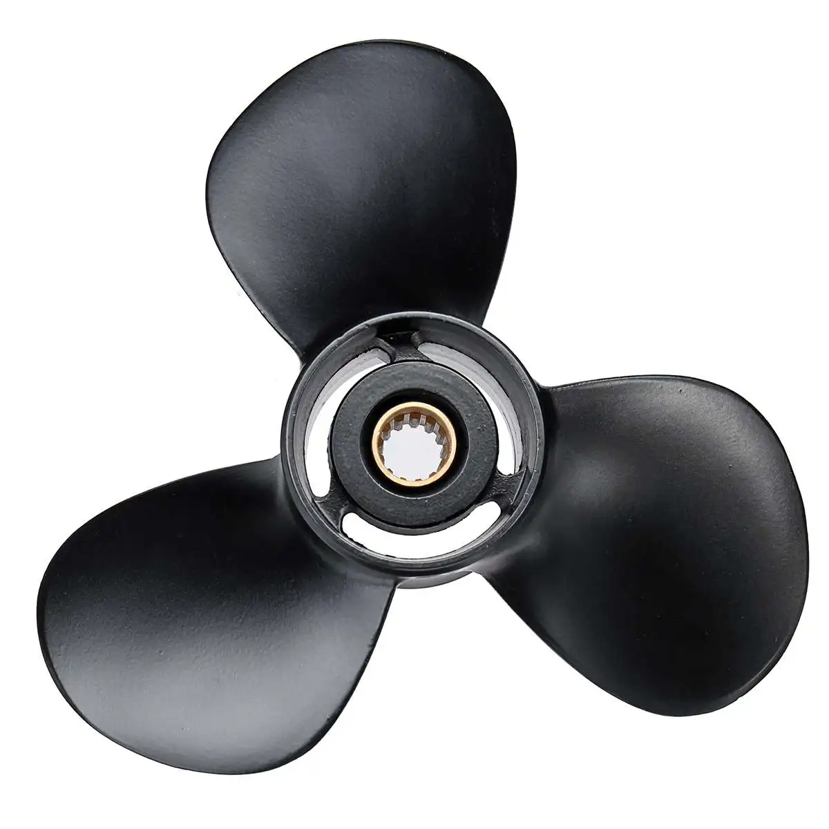 Audew 11 5/8 x 12 Marine Outboard Propeller For Suzuki 35-65HP 58100-95393-019 Black 3 Blades 13 Spline Tooth Aluminum Alloy