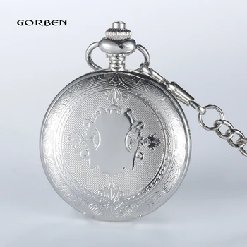 

GORBEN Silver Steel Pocket Watch Quartz Pendant Necklace Chain Roman Numbers Analog Display Gift for Ladies Men's Women's Friend