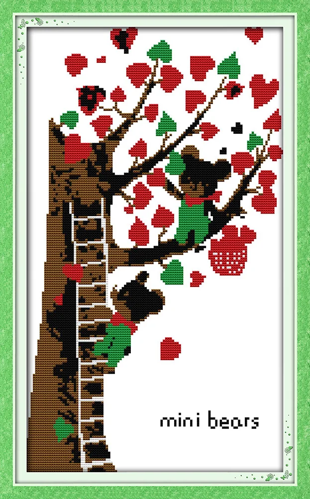 

Mini bears, counted printed on fabric DMC 14CT 11CT Cross Stitch kits,embroidery needlework Sets, Home Decor