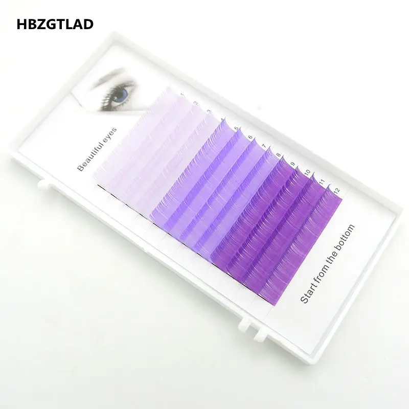 Накладные ресницы HBZGTLAD C/D 0 07/0 1 мм 8 15 3 фиолетовых цвета смешанные индивидуальные