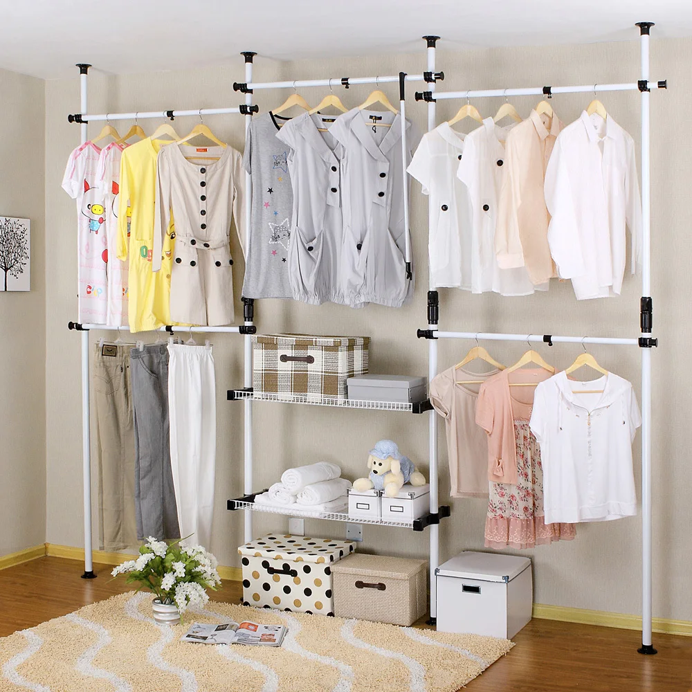 Simple Large Wardrobe Clothes Rail Storage Cabinets Removable