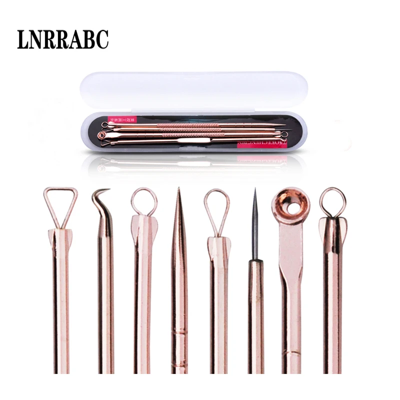

LNRRABC Fashion Rose Gold Color Unisex Portable Blackhead Removing Pimple Needle Acne Needle Skin Care Tools
