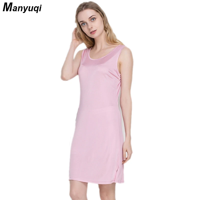 

100% pure silk women's solid nightgown sleeveless round neck tops sexy night wear slim dressing gown for women summer homewear