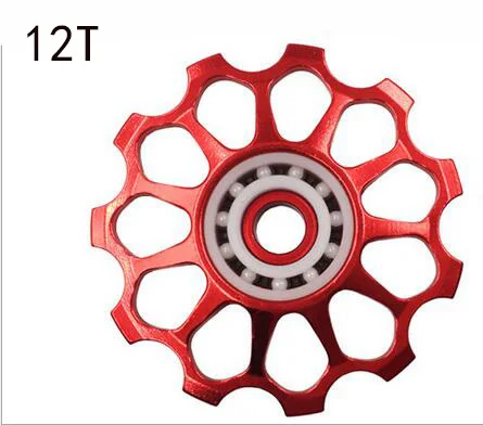 Горная дорога велосипед задний руководство подшипник колеса Керамические 8T-17 зуб Металл передачи Руководство колесо фитинги - Цвет: red