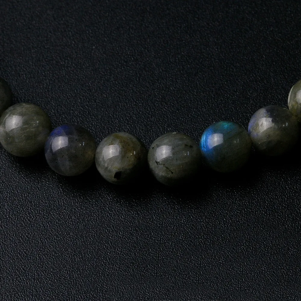 Grade A Natural India Labradorite Stone Round Beaded 8mm Lucky Gray Blue Stone Women Men Bracelet New Charm Jewelry Gift