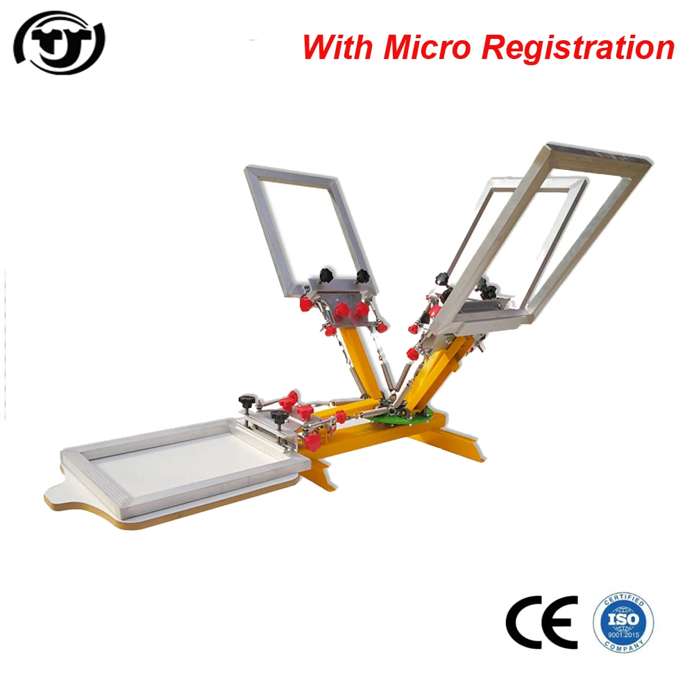 Настольный 4 цвета 1 станция футболки ручная трафаретная печатная машина с микро регистрацией