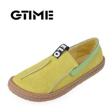 GTIME Women Loafers Shoes Round Toe Casual Pattern Lady Flats Wide Shallow Slip on Shoes Size