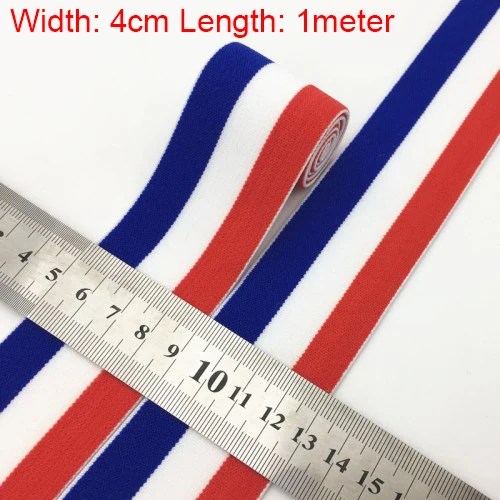 40 мм(1,5") 1 м золотая полоса высокие эластичные ленты канатная Резиновая лента линия спандекс лента для шитья кружевная отделка поясная лента аксессуары для одежды - Цвет: 4cm red white blue