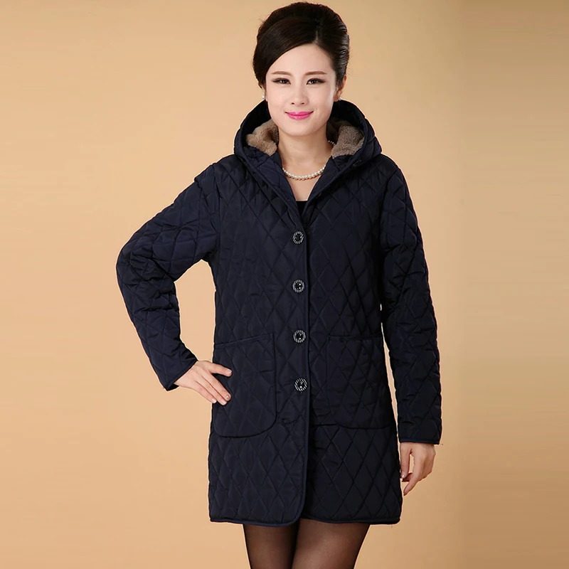 Middle-aged women clothing Large size 6XL Winter jacket Women winter coat Fashion Hooded Warm coat Plus cashmere parka QH1124