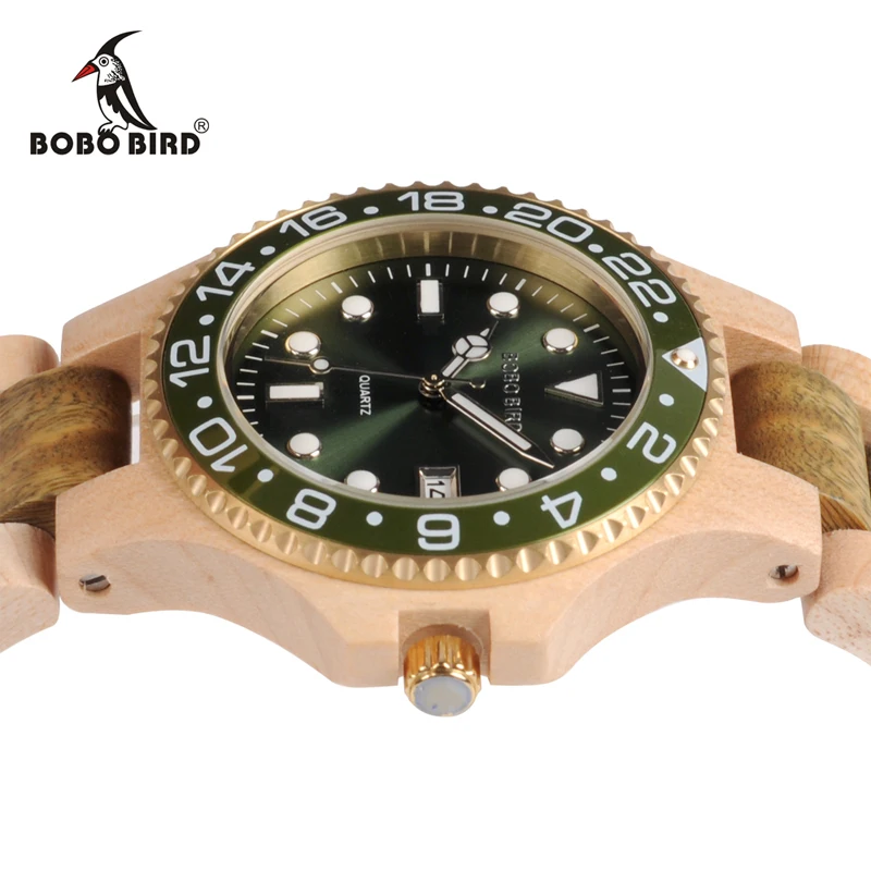 BOBO BIRD 2017 Luxury Brand Wooden Quartz Watches With Sparkling Calendar Display Mens Watch Top Brand Wristwatch relogio C-O25