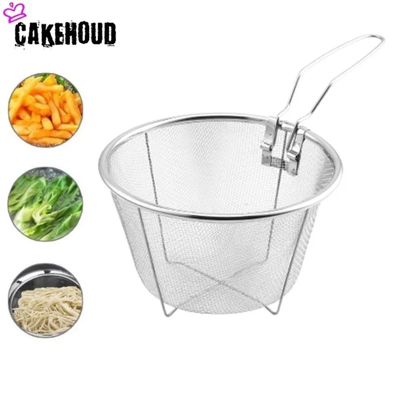 

CAKEHOUD Kitchen Cooking Tools Stainless Steel Fried Basket Food Colander Fried Chicken Potato Filter Cooking Basket Sieve