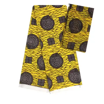

Yellow fashion ankara prints satin fabric 4 yards audel/modell cotton fabric +2 yards chiffon scarf for sewing dresses f93-25