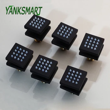

YANKSMART Black Massage Shower Faucets Wall Mounted Installation Single Handle Control Valve Square Shape Solid Tap