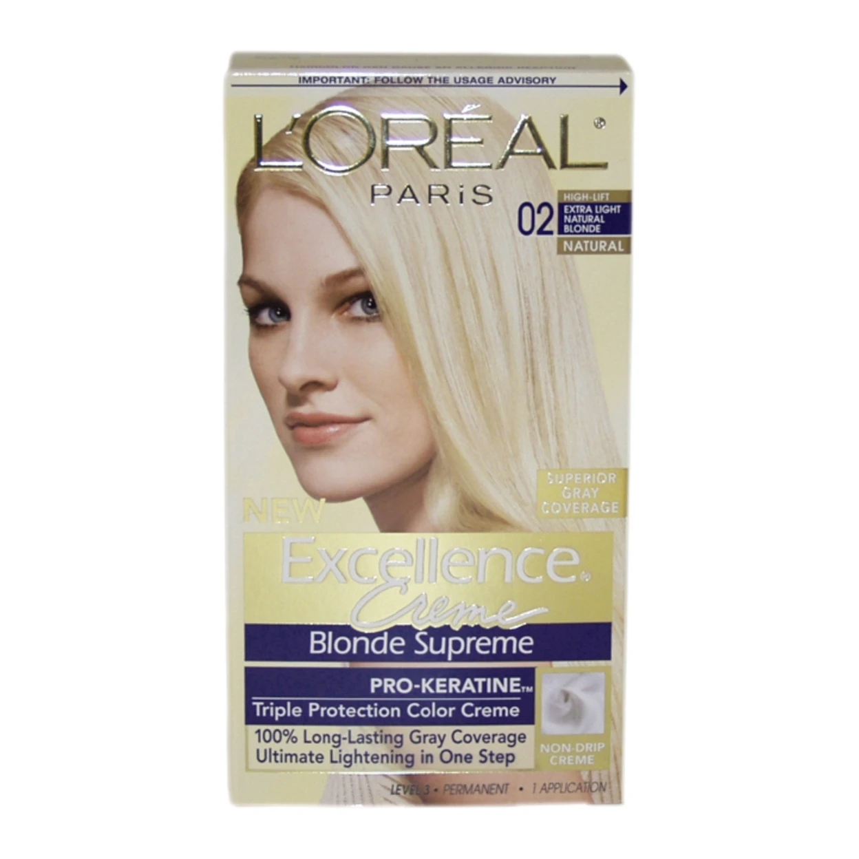 Excellence Creme Blonde Supreme #02 High-Lift Extra Light Natural Blonde-Natural by L'Oreal Paris for Unisex - 1 Application Hair Color