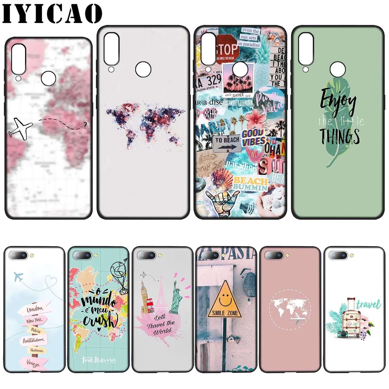 

IYICAO Travel around the world art Silicone Soft Case for Huawei Y7 Y6 Prime Y9 2018 Honor 8C 8X 8 9 10 Lite 6A 7C 7X 7A Pro
