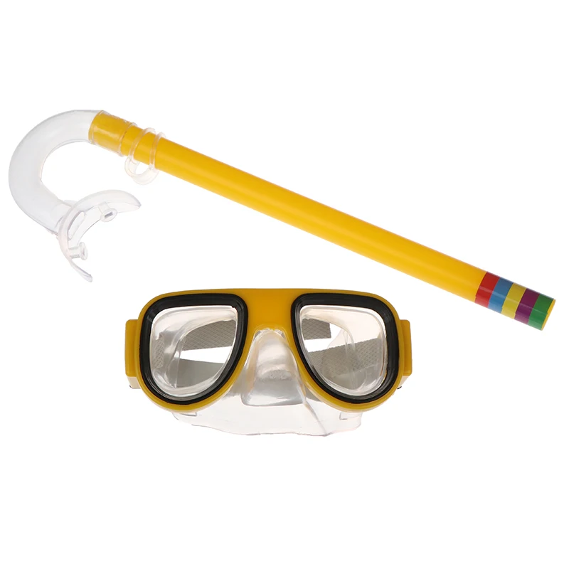 Безопасная маска для подводного плавания для детей от 3 до 8 лет+ трубка, набор из ПВХ, набор для купания, водные виды спорта для детей - Цвет: Цвет: желтый