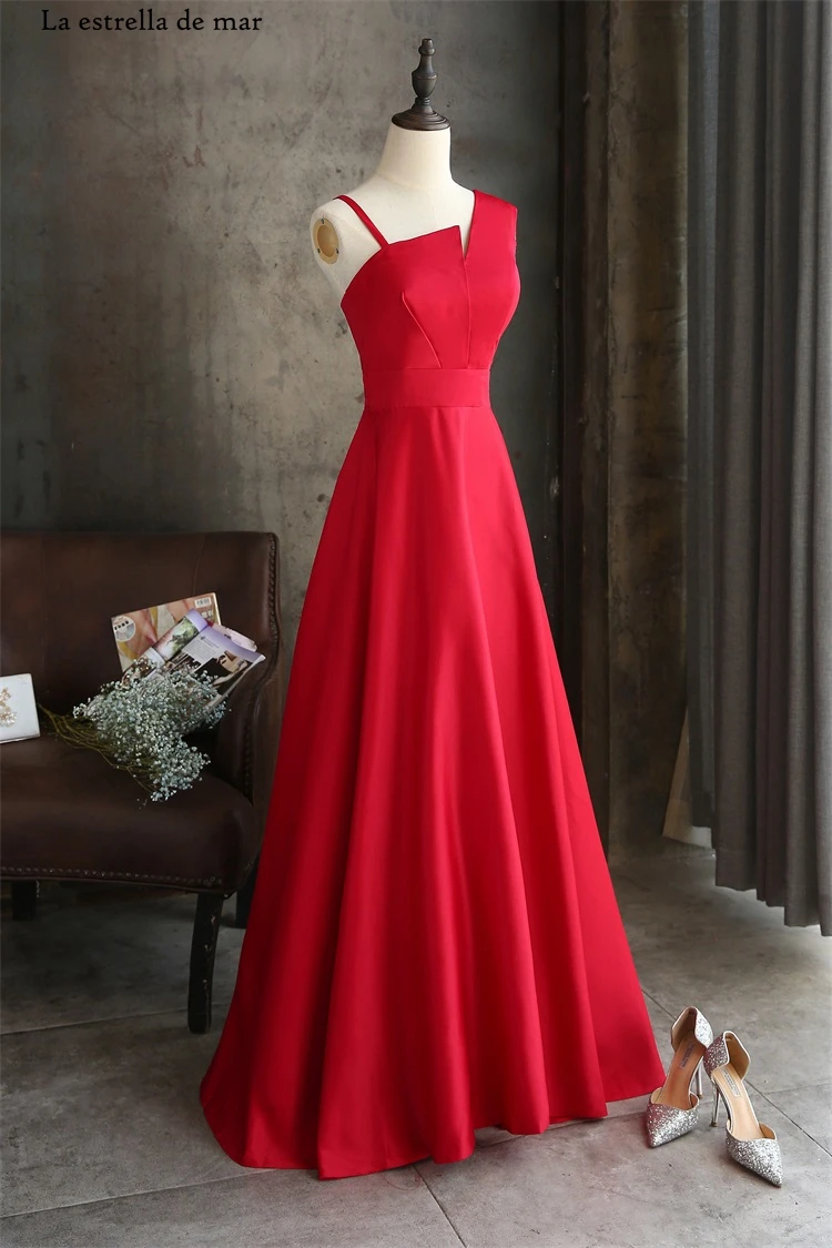 Vestido de festa para casamento атласное сексуальное красное платье подружки невесты с v-образным вырезом, длинное недорогое свадебное платье abito damigella