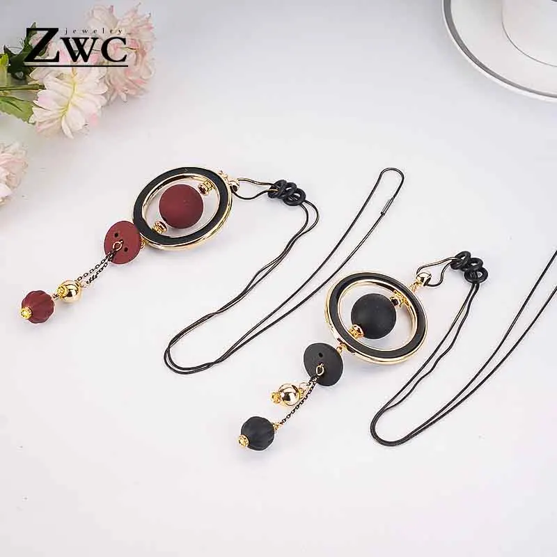 

ZWC Elegant Vintage Long Simple Sweater Necklace for Woman Girl Fashion Geometric Tassel Snake Bone Necklaces Jewelry Gift