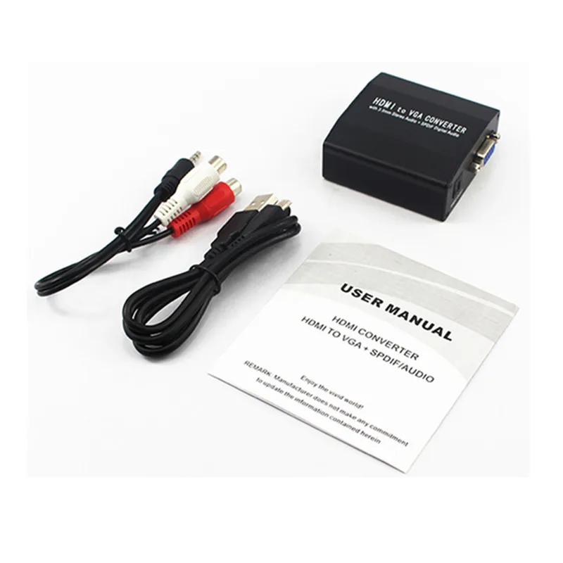 THDMI to VGA TV2PC Converter Adapter HD1080p Switch SPDIFAudio Female Connector Out USB Power For HDTV PCs Speaker Free Shipping (6)