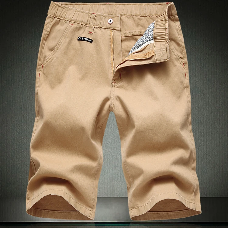 Летние мужские повседневные тонкие хлопковые шорты Карго с эластичной резинкой на талии, мужские прямые короткие брюки до колена, размер 30-48