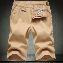 Летние мужские повседневные тонкие хлопковые шорты Карго с эластичной резинкой на талии, мужские прямые короткие брюки до колена, размер 30-48