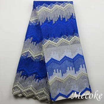 

2016 New African swiss voile lace fabric for blue High Quality nigerian tulle cord lace fabric Fo France lace wedding decoration