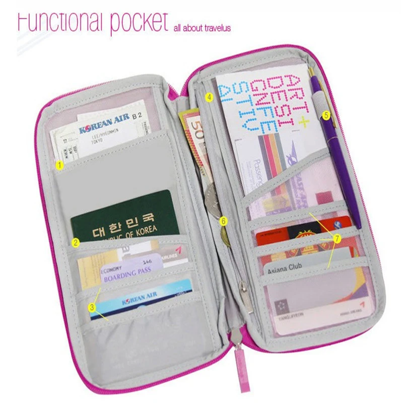 

Folder Document Bag Printing Card Package Travel Passport File Package Zipper Multi - Functional Long Paragraph Ticket Holder