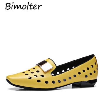 

Bimolter Fashion Women Pumps Sexy Cut-Outs Women Dress Shoes Genuine Leather Holes Design Casual Summer Breathable Shoes FC147