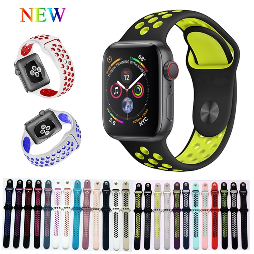 

Sport Silicone strap for Apple watch bands Nike 4 44mm 40mm correa Aplle watch 42mm 38mm Watchband iwatch 4/3/2/1 bracelet wrist