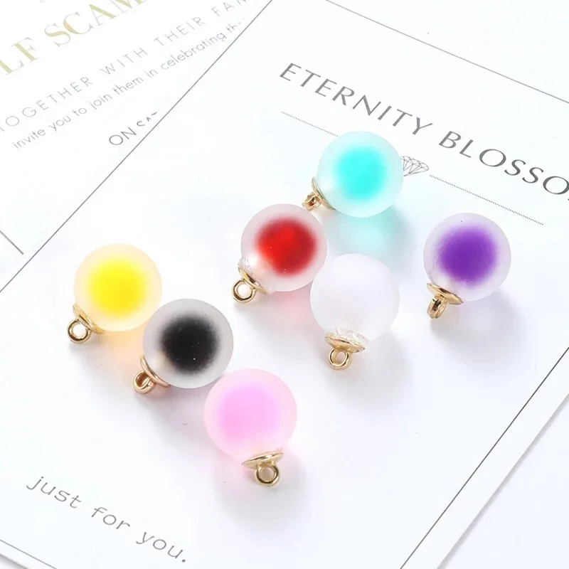 

10pcs 16mm Colorful Matte Resin Ball Double Color Charms Pendant Finding For Hair Jewelry Accessories Earring Charms YZ353