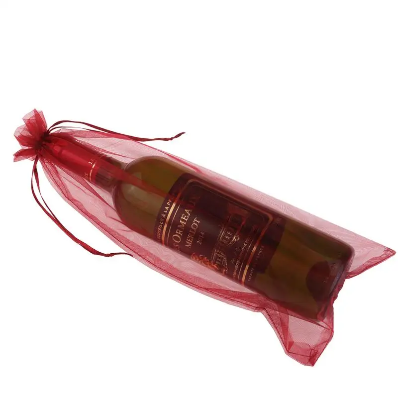 10 шт. прозрачная органза крышка бутылки вина обертывание подарочные сумки дома Свадебная вечеринка украшения ремесла пакет праздничные принадлежности