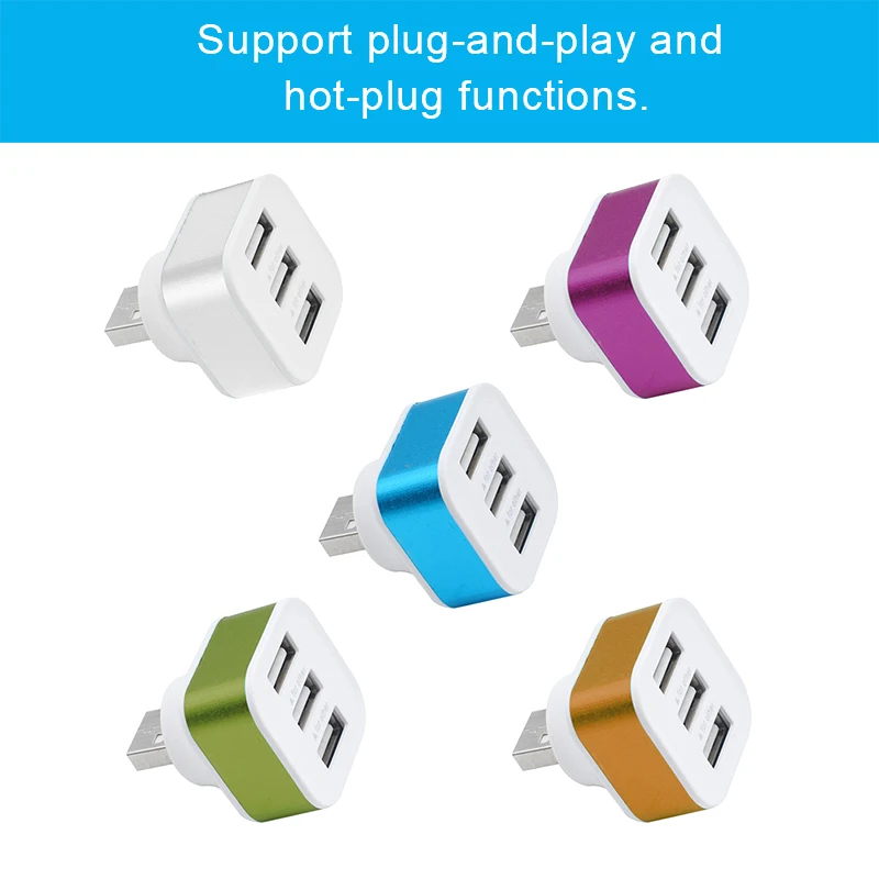 Адаптер 3 Порты и разъёмы USB HUB телефонный сплиттер алюминиевый сплав + ABS USB2.0