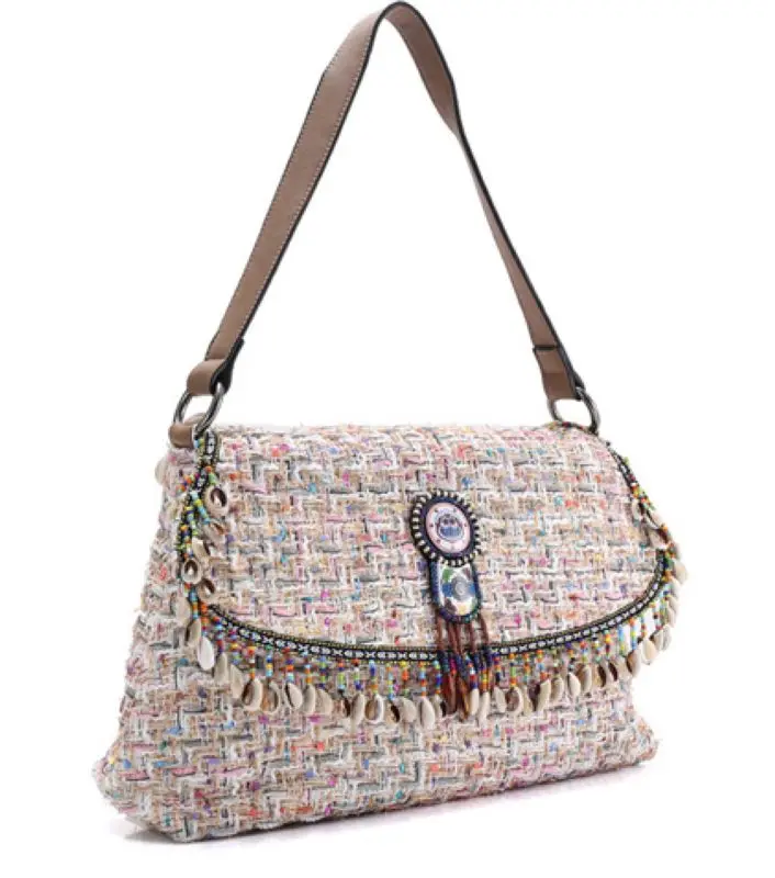 women&#39;s strawing handbag lady&#39;s boho bohemian style shoulder bag colorful hippies vintage beach ...