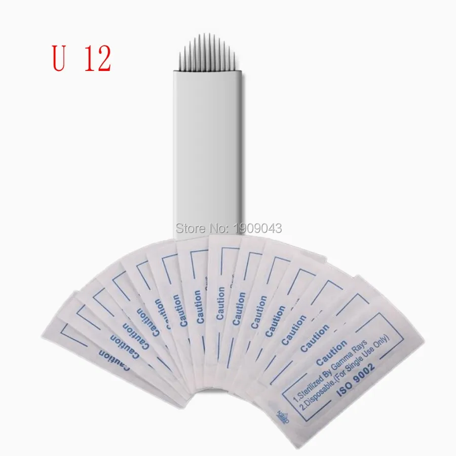 

free shipping 500PCS U shape Permanent Makeup Needles Eyebrow Microblading Manual 12U Blades for Tattoo supply