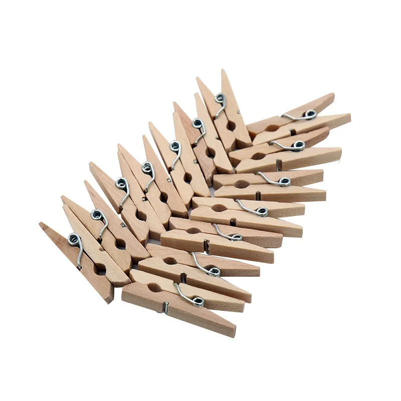 Wholesale 100pcs Mini Natural Wooden Clips For Photo Paper Clips