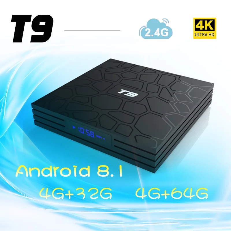

T9 Smart TV Box Android 8.1 4GB 32GB/ 64GB Rockchip RK3328 H.265 4K Google Player Store Netflix set top tv box pk h96 max plus