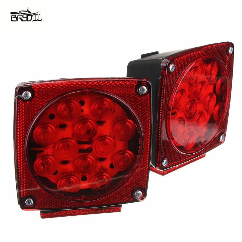 

12V Square Red White LED Stop Turn Tail Light Brake Trailer Light kit Waterproof for Camper Truck RV Boat Snowmobile
