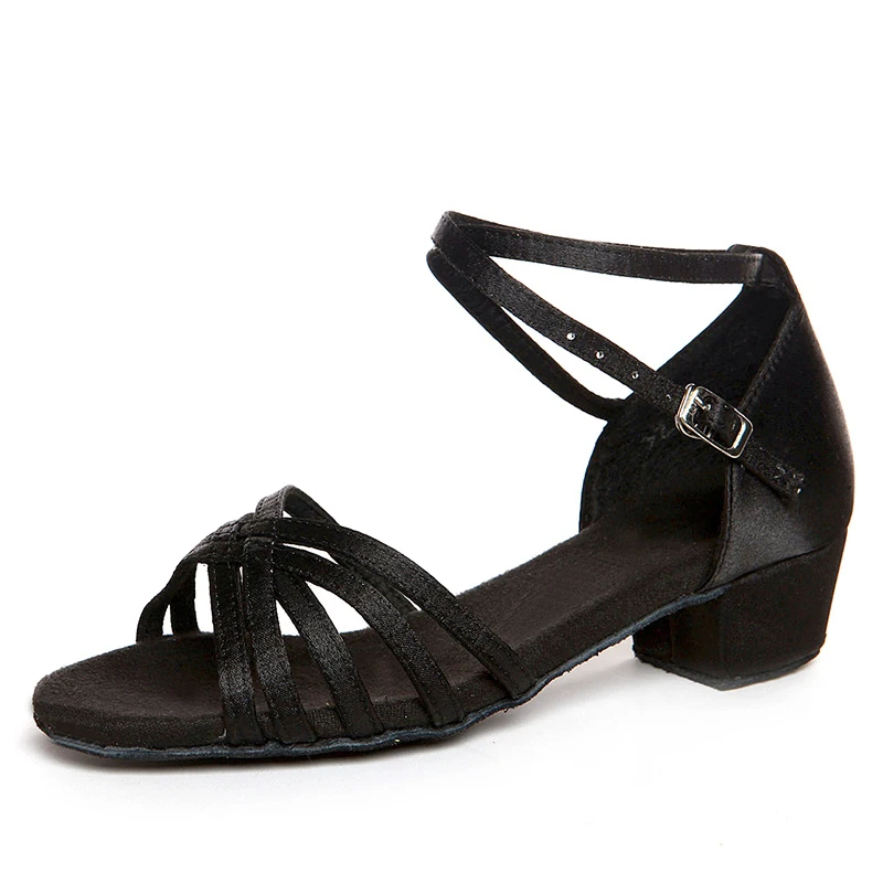 Кроссовки Спортивная обувь танцевальная обувь детская латинская Gilr Salsa Высокая Скидка дешевая акробатика выделена каблук 35 мм черный синий - Цвет: Black heel 35mm