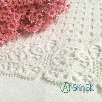 

Ivory Wedding Lace Fabric Hollow DIY Sewing Applique White Lace Ribbons Dress Trimming Women Party Accessories 23cm Width