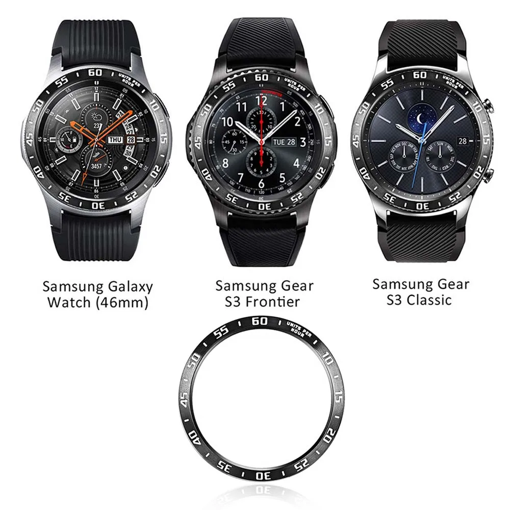 Ободок из нержавеющей стали для samsung Galaxy Watch 46 мм/gear S3 классический Frontier Защита от царапин чехол клейкая крышка - Цвет ремешка: Black