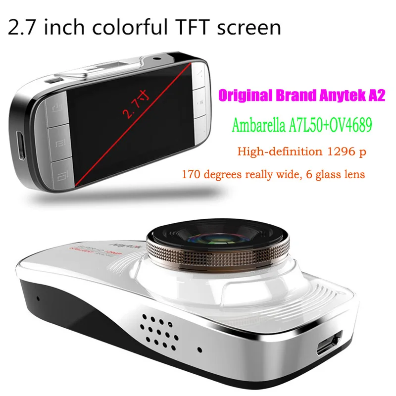 

Original  Anytek A2 car dvr ambarella A7L50 car camera 1296P dash cam full video recorder with WDR G-sensor night vision