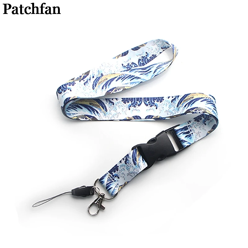 Patchfan Kanagawa wave art крутые мужские ремешки для ключей в мобильных телефонах ремни Ожерелье держатели карт ленточки A2127