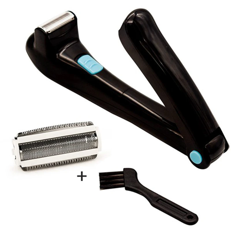 Afeitadora eléctrica de 180 grados para hombres, máquina de afeitar Manual con batería plegable, herramienta de depilación con mango largo|Maquinilla de - AliExpress