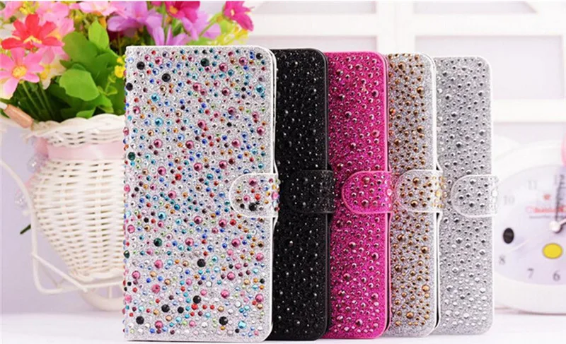 1 Piece For iphone 6 plus 6s 5.5&quotLuxury quality book style PU leather diamond water drop Shining crystal full case cover |