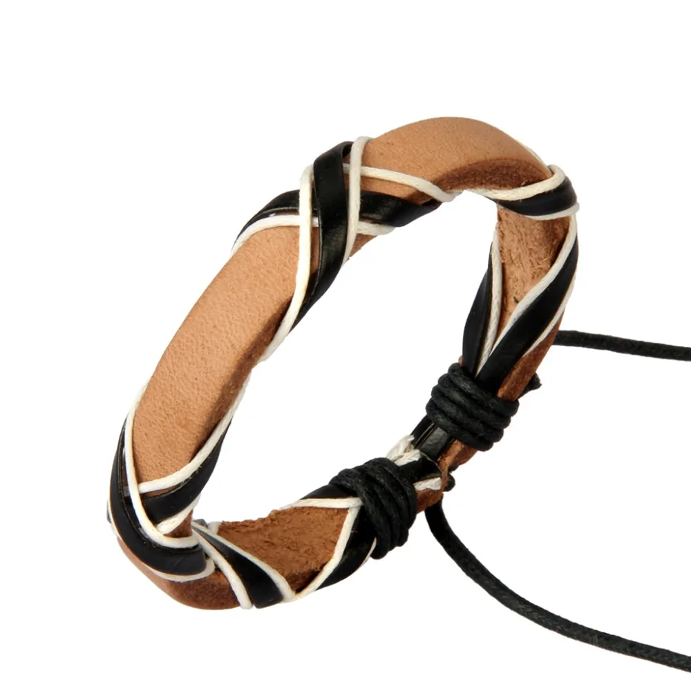 Seanuo унисекс веревочные регулируемые очаровательные браслеты и браслеты на шнуровке для мужчин и женщин модные открытые панковские браслеты-манжеты из натуральной кожи